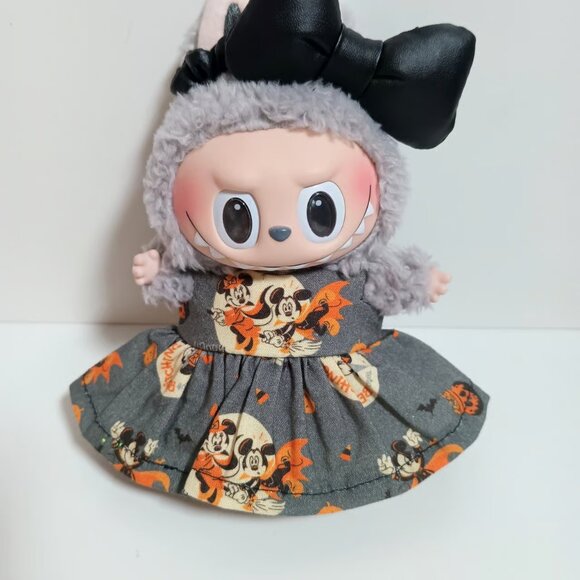 Halloween Mickey Minnie Dress with Faux Leather Bow Labubu Outfit - Picture 3 of 4